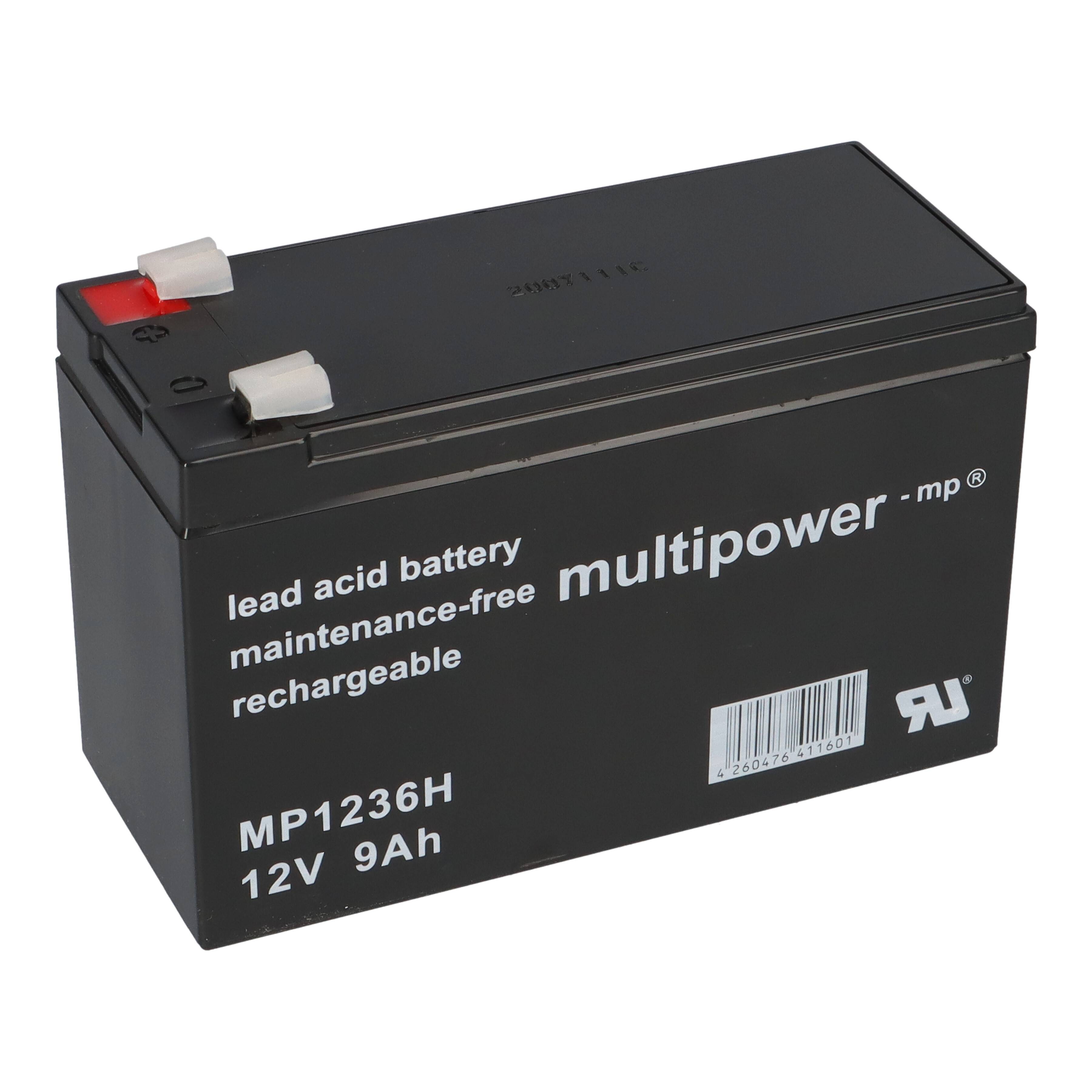 2x Multipower MP1236H 12V 9Ah AGM – passend für DELL DLA750I USV-2