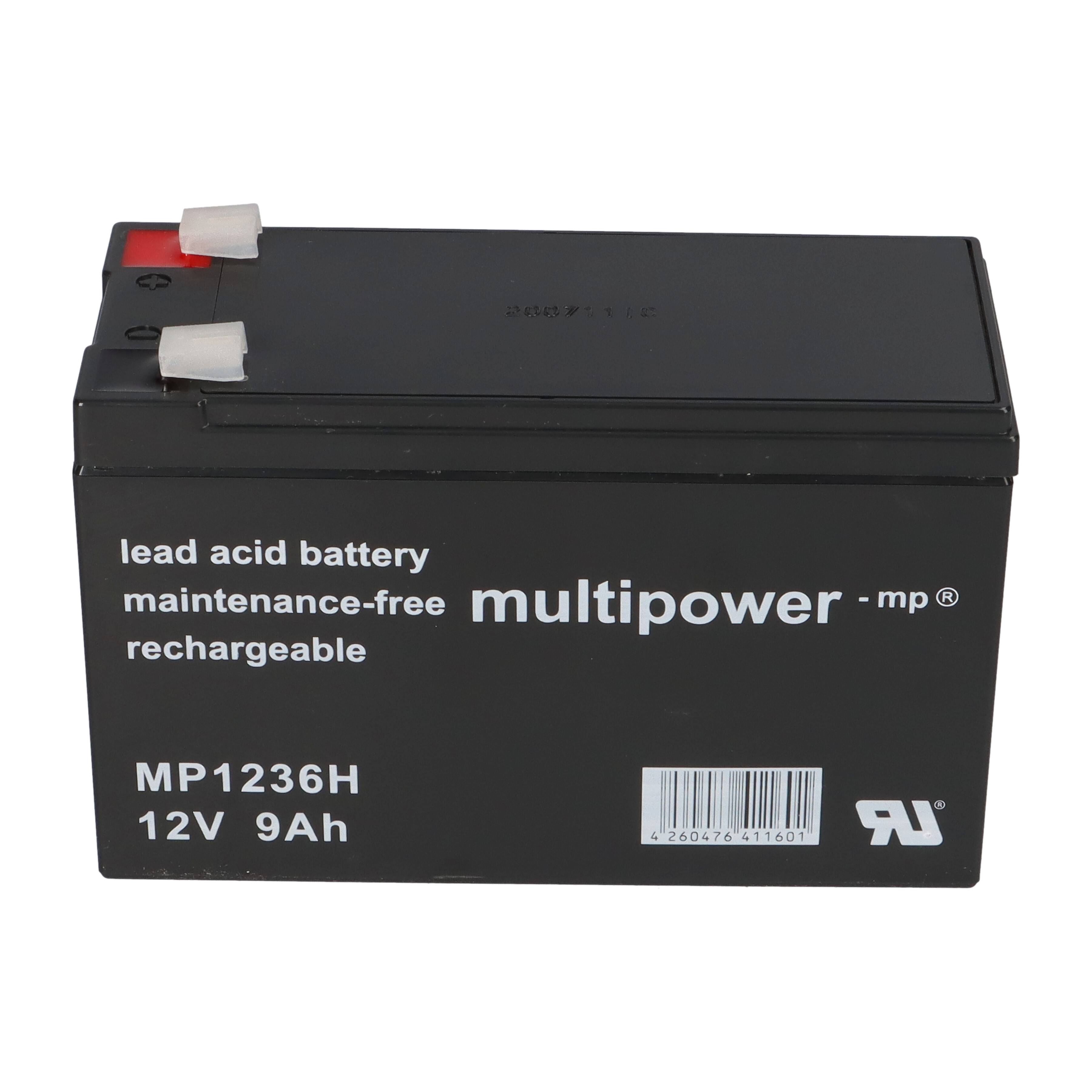 2x Multipower MP1236H 12V 9Ah AGM – passend für DELL DLA750I USV-3