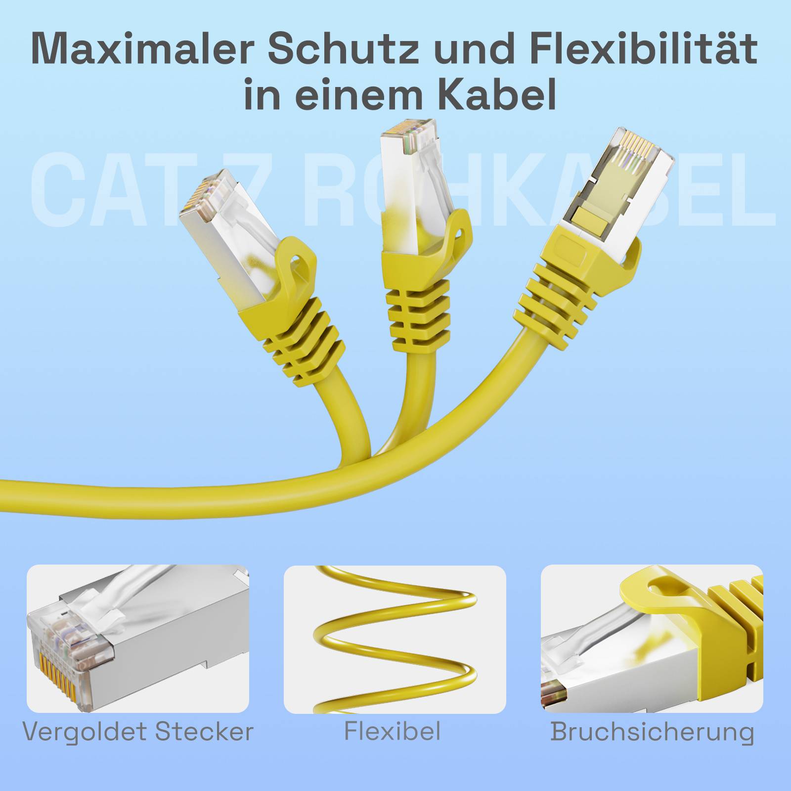 hb-digital Patchkabel 15m CAT7 Rohkabel RJ45 S/FTP PiMF LSZH gelb-3