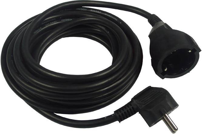 Schutzkontakt-Verlängerung, 3m, schwarz H05VV-F3G 1,5mm² 16A/250V