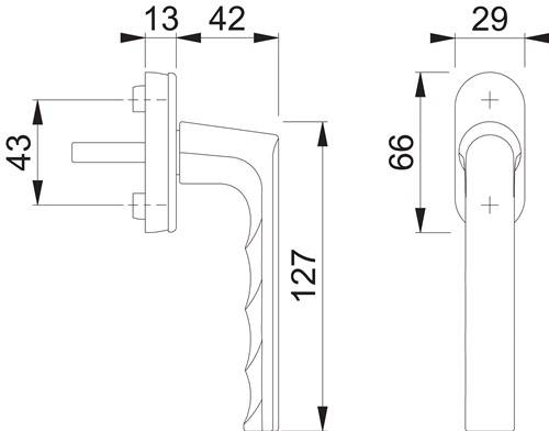 Fenstergriff Hamburg 0700L/U26 Alu.F9016 verkehrsweiß 32-42mm Stand.HOPPE-3
