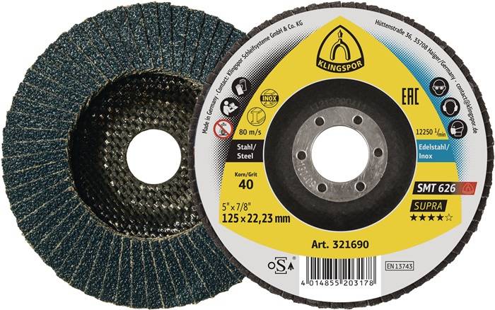 Fächerscheibe SMT 626 Supra D.125mm K.40 6Grad kon.INOX ZK-0