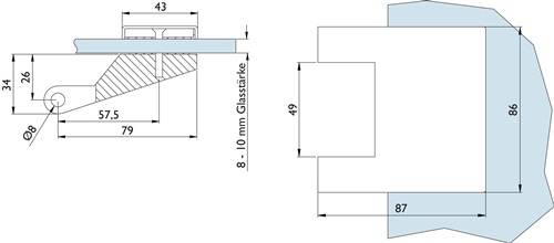 Glastürband 6315-20 LM Edelstahlfarbig ktg f.3-teillig HERMAT-2