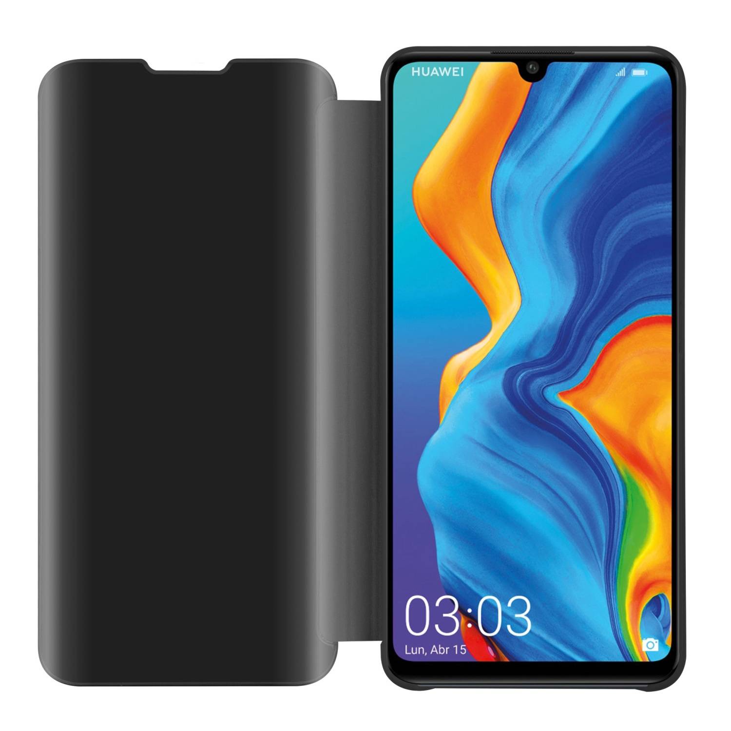 Cadorabo Handyhülle für Huawei P30 LITE in Schwarz Cover Backcover Schutzhülle Book Case Booklet-2