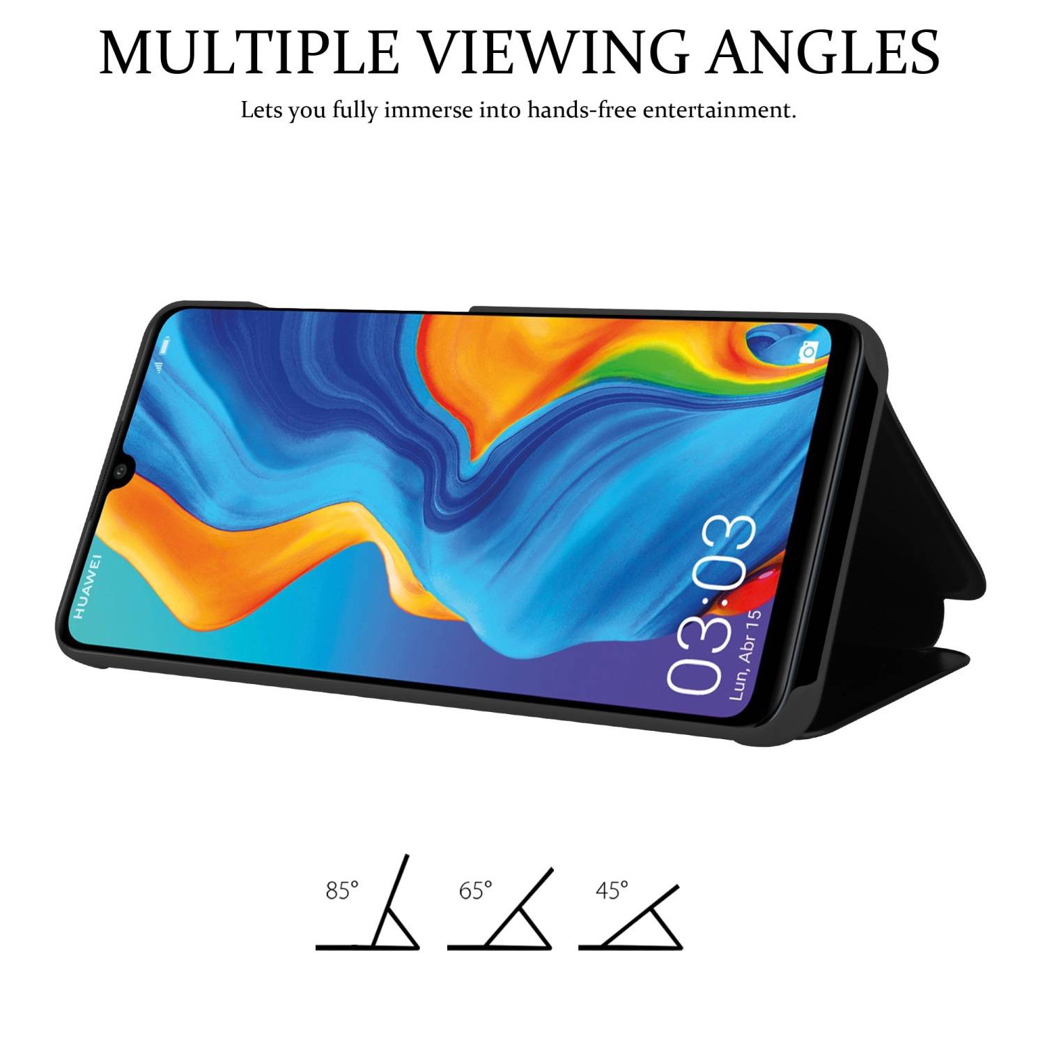 Cadorabo Handyhülle für Huawei P30 LITE in Schwarz Cover Backcover Schutzhülle Book Case Booklet-4