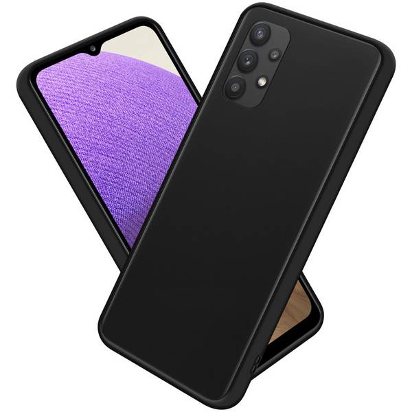 Cadorabo Hülle für Samsung Galaxy A32 5G Schutz Hülle in Schwarz Handyhülle Hybrid Schutzhülle Etui TPU Silikon