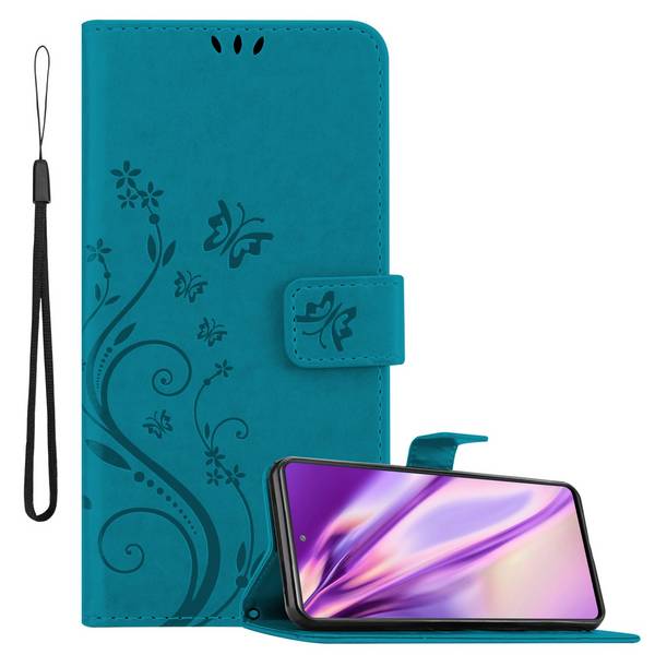 Cadorabo Hülle für Samsung Galaxy S20 FE Schutz Hülle in Blau Schutzhülle Handy Hülle Etui Case Blumen Flower