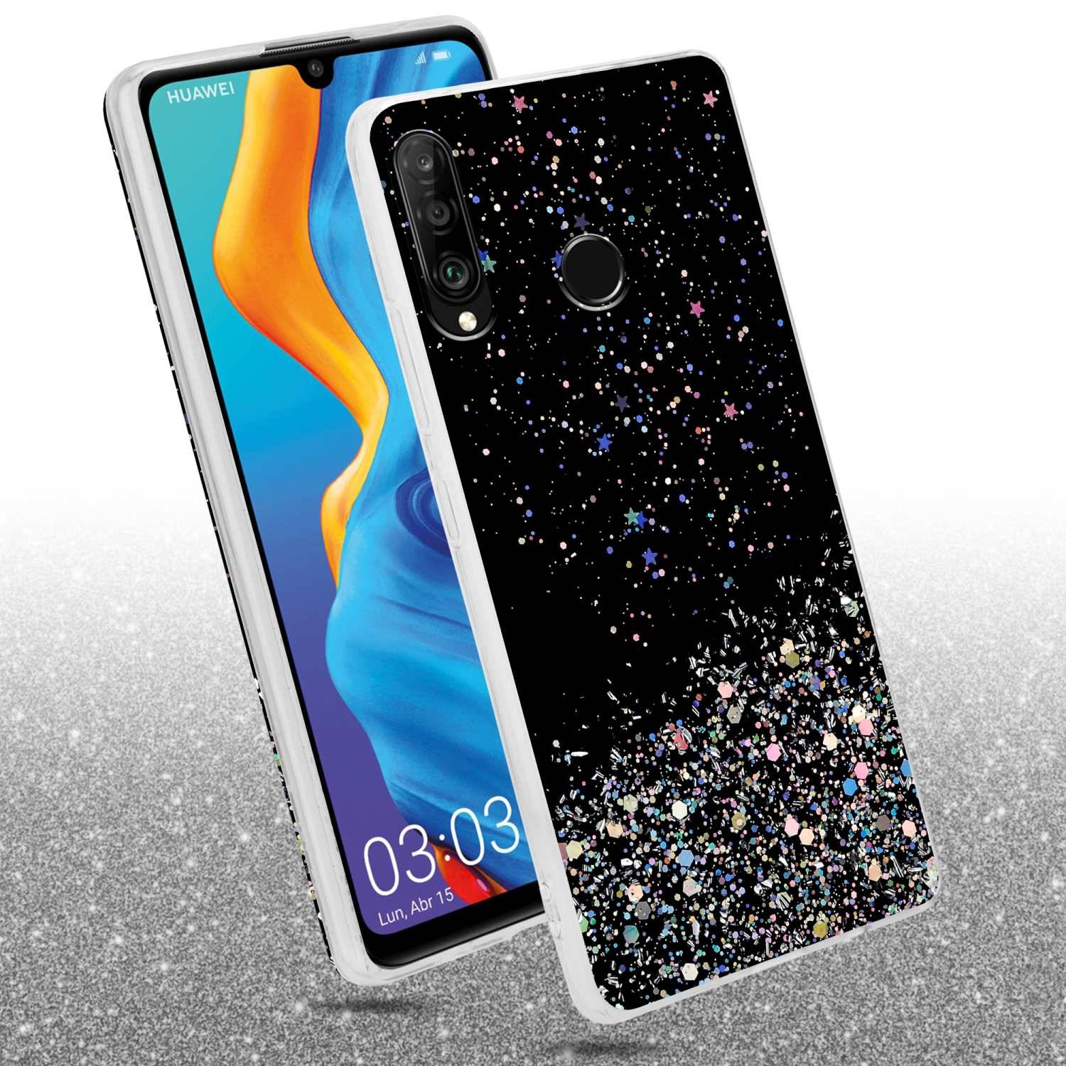 Cadorabo Hülle für Huawei P30 LITE Schutz Hülle in Schwarz Handyhülle TPU Etui Glitter Cover Case Glitzer-2