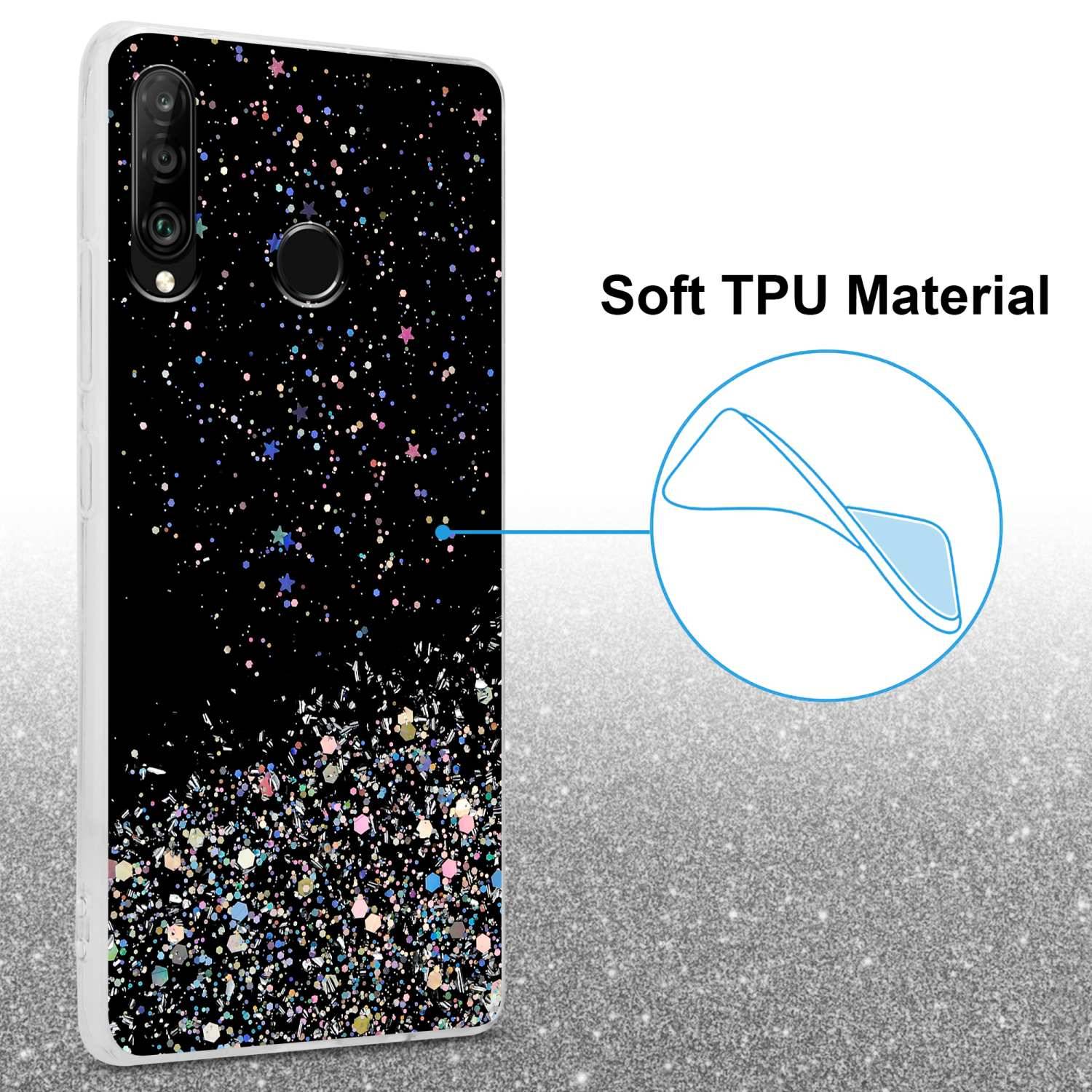 Cadorabo Hülle für Huawei P30 LITE Schutz Hülle in Schwarz Handyhülle TPU Etui Glitter Cover Case Glitzer-3