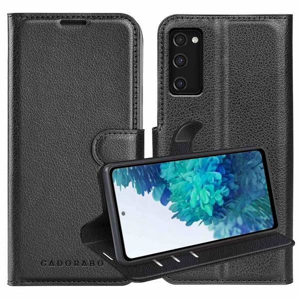 Cadorabo Hülle für Samsung Galaxy S20 FE Schutz Hülle in Schwarz Handyhülle Etui Case Cover Magnetverschluss