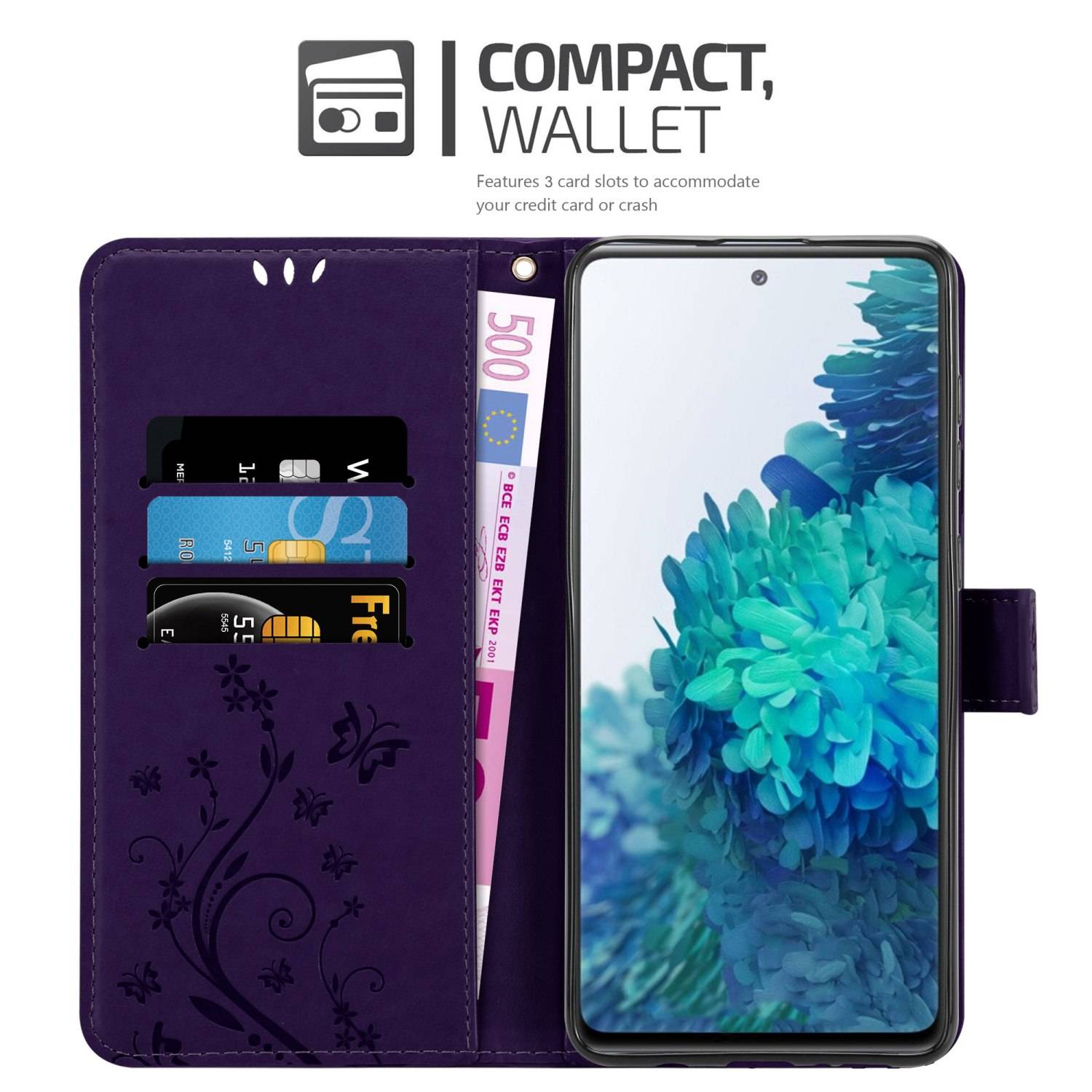 Cadorabo Hülle für Samsung Galaxy S20 FE Schutz Hülle in Lila Schutzhülle Handy Hülle Etui Case Blumen Flower-2