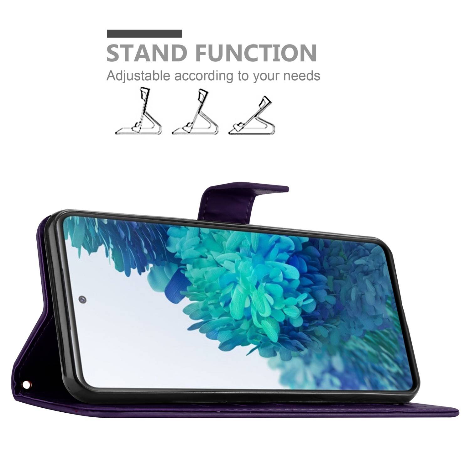 Cadorabo Hülle für Samsung Galaxy S20 FE Schutz Hülle in Lila Schutzhülle Handy Hülle Etui Case Blumen Flower-3