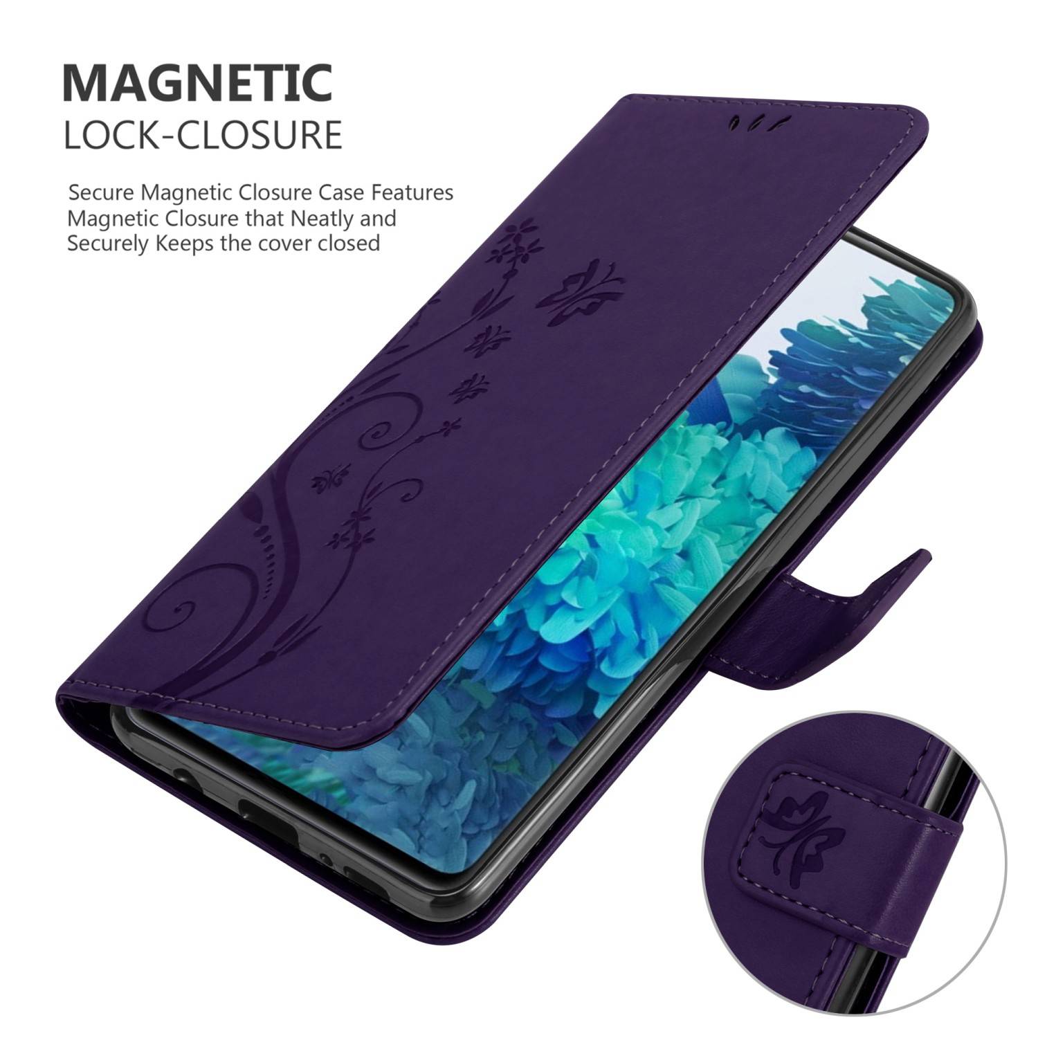 Cadorabo Hülle für Samsung Galaxy S20 FE Schutz Hülle in Lila Schutzhülle Handy Hülle Etui Case Blumen Flower-4