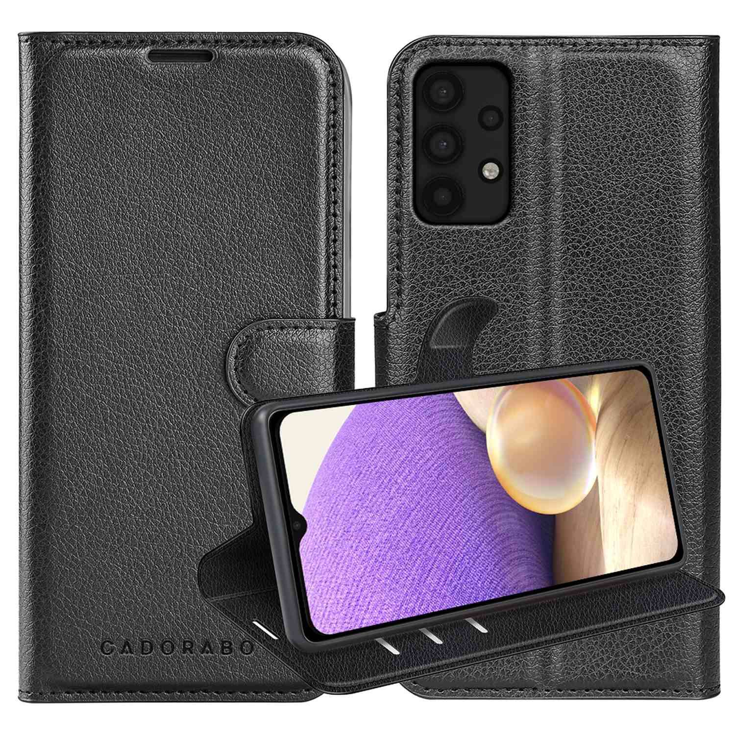Cadorabo Hülle für Samsung Galaxy A32 5G Schutz Hülle in Schwarz Handyhülle Etui Case Cover Magnetverschluss-0