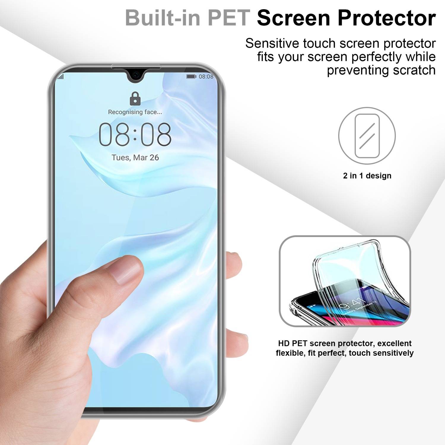 Cadorabo Schutzhülle für Huawei P30 Hülle in Transparent 360° Etui Full Body Handyhülle Cover Case-4