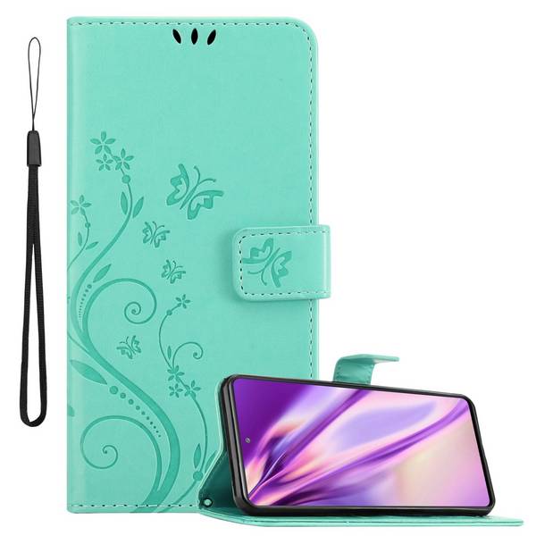 Cadorabo Hülle für Samsung Galaxy S20 FE Schutz Hülle in Türkis Schutzhülle Handy Hülle Etui Case Blumen Flower