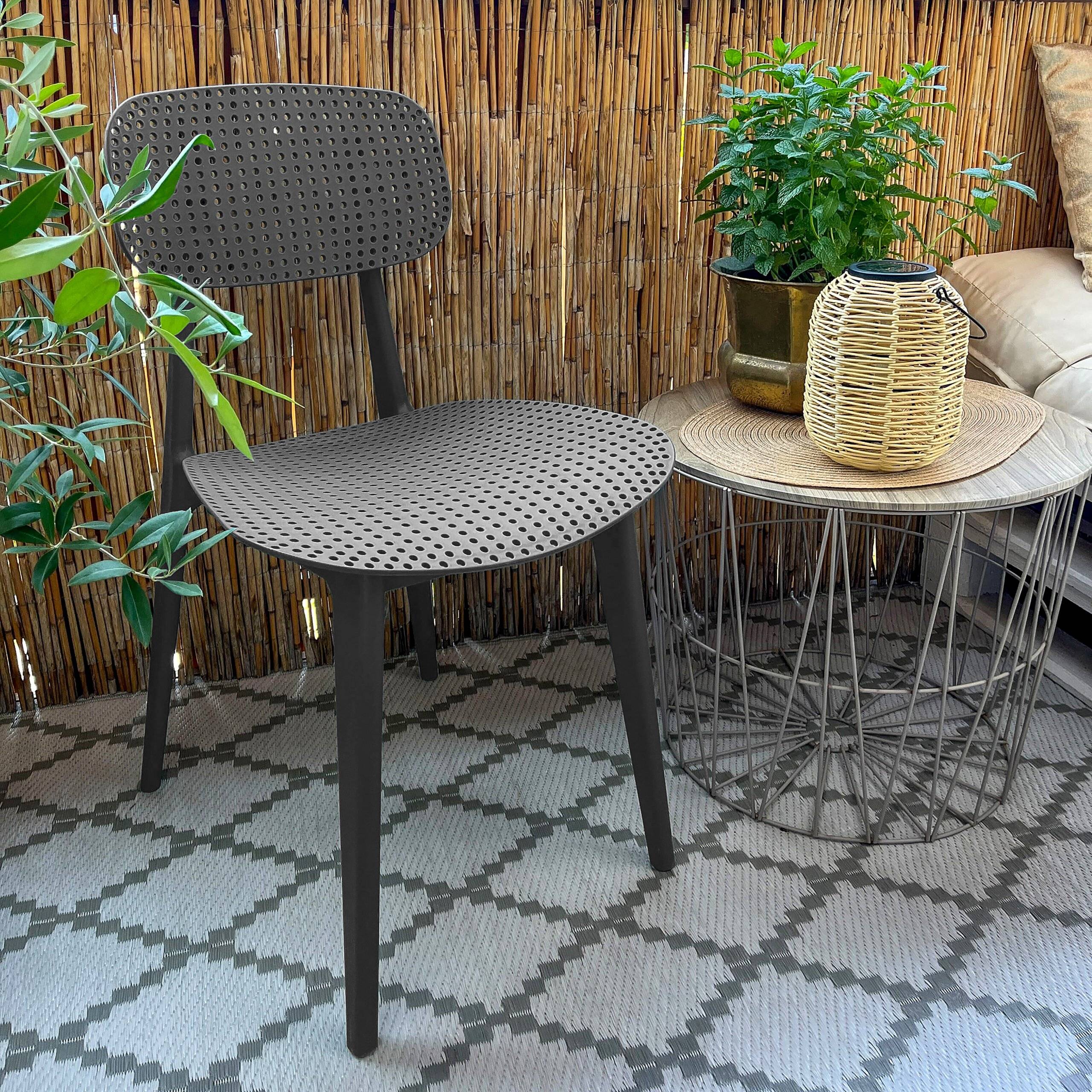Besucherstuhl Gartenstuhl ARTIFO HOL Kunststoff grau hjh OFFICE-1