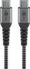 Goobay 49303 USB C auf USB-C Handykabel / 480 Mbits Ladekabel / 60W 20V Textilkabel / robustes Stoffkabel in Grau / 2m
