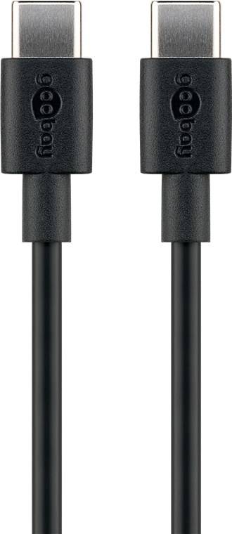 Goobay 51243 USB C auf USB-C Handykabel 480 Mbits Ladekabel 60W / 20V / 3A Aufladekabel USB Datenkabel / Schwarz / 2m-2