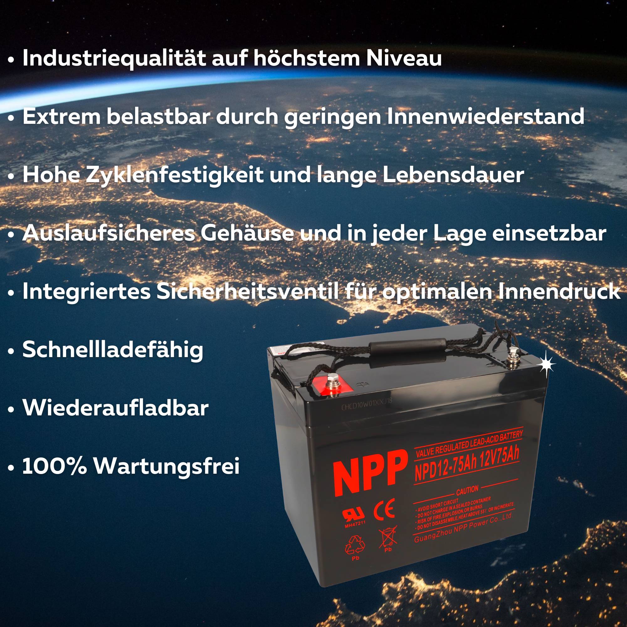 NPP NPD12-75 AGM Deep-Cycle Bleiakku 12V 75Ah zyklenfest-2