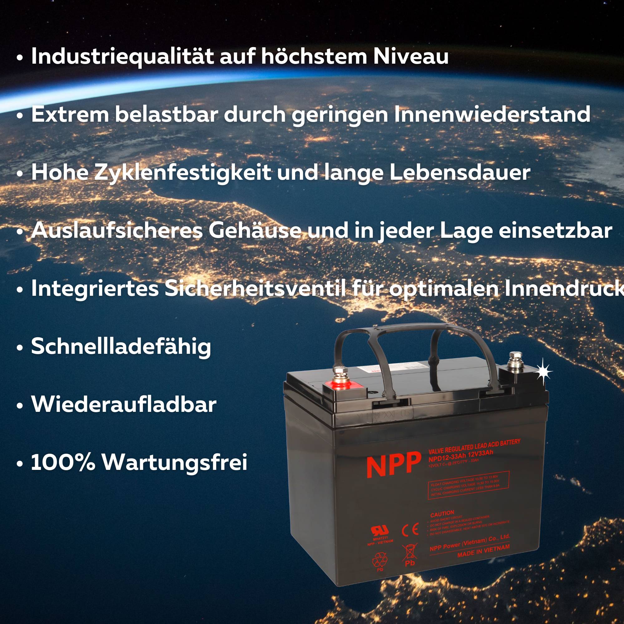 NPP NPD12-33 AGM Deep-Cycle Bleiakku 12V 33Ah zyklenfest-2
