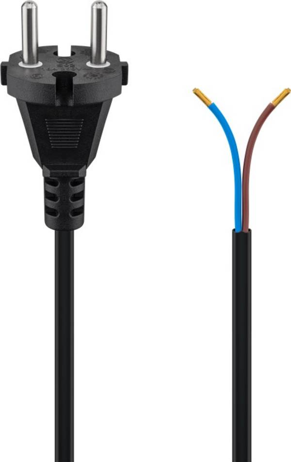 Goobay 58913 Netzkabel Konturenstecker & Aderendhülsen / Staubsauger Stromkabel / Staubsaugerkabel / Schwarz / 7,5m