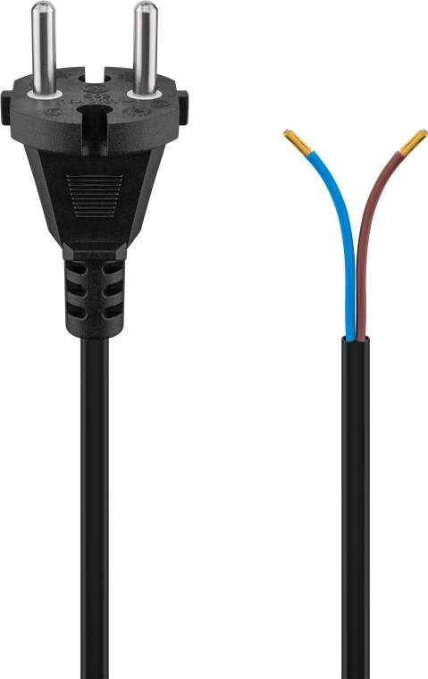 Goobay 58913 Netzkabel Konturenstecker & Aderendhülsen / Staubsauger Stromkabel / Staubsaugerkabel / Schwarz / 7,5m-0