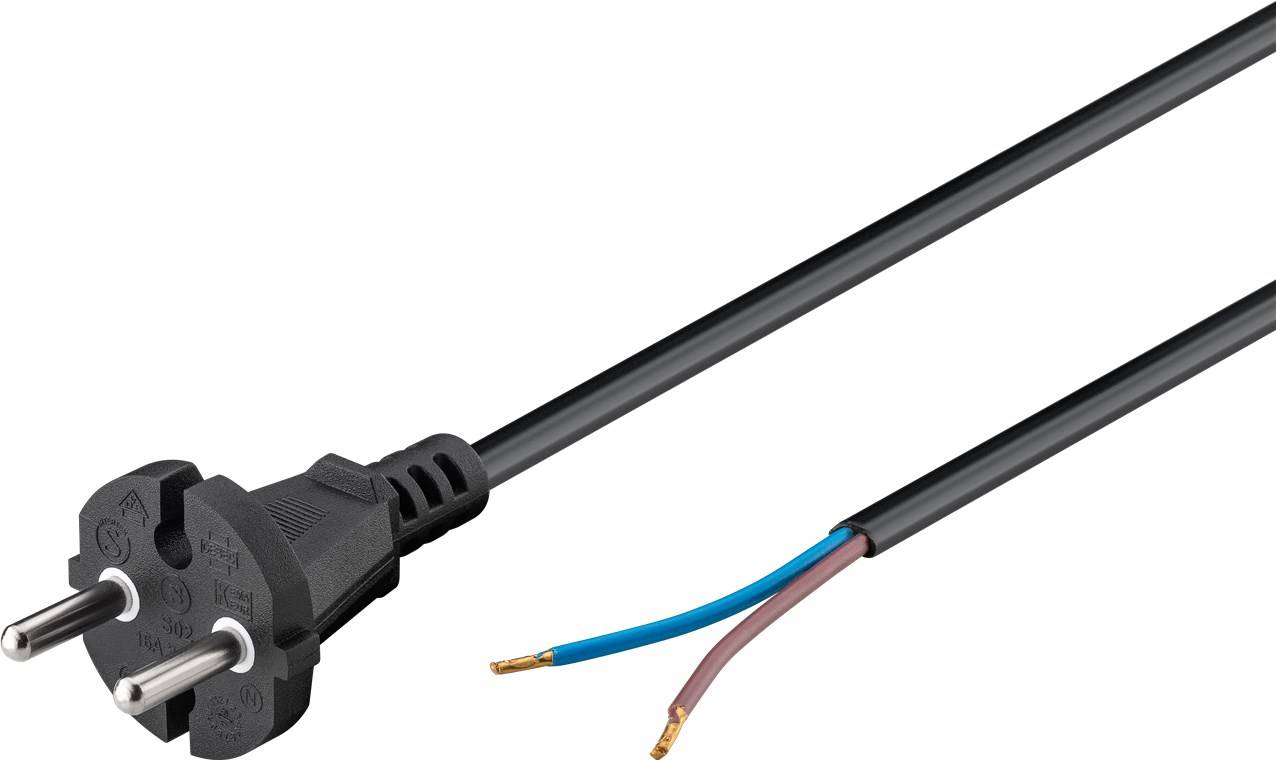 Goobay 58913 Netzkabel Konturenstecker & Aderendhülsen / Staubsauger Stromkabel / Staubsaugerkabel / Schwarz / 7,5m-1