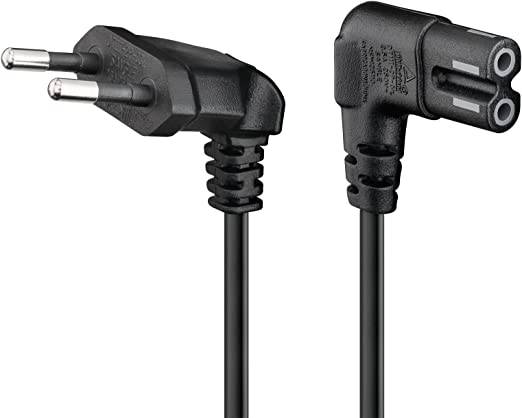 Goobay 56587 Netzkabel 90 Grad abgewinkelt / Eurostecker & C7 Buchse / Universell Stromkabel Eurokabel / Schwarz / 0,3m-0