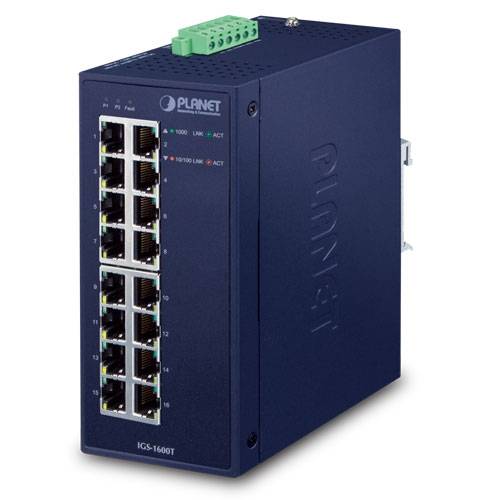 Planet Switch 16 x 10/100/1000 an DIN-Schiene montierbar wandmontierbar AC 24 V / DC 12 48 V-3