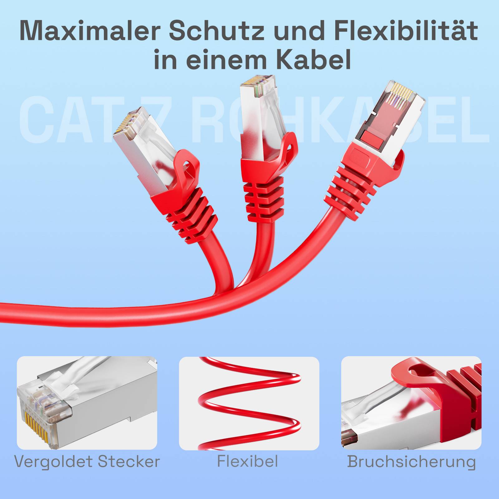 hb-digital Patchkabel 30m CAT7 Rohkabel LAN Kabel S/FTP PiMF LSZH rot-3