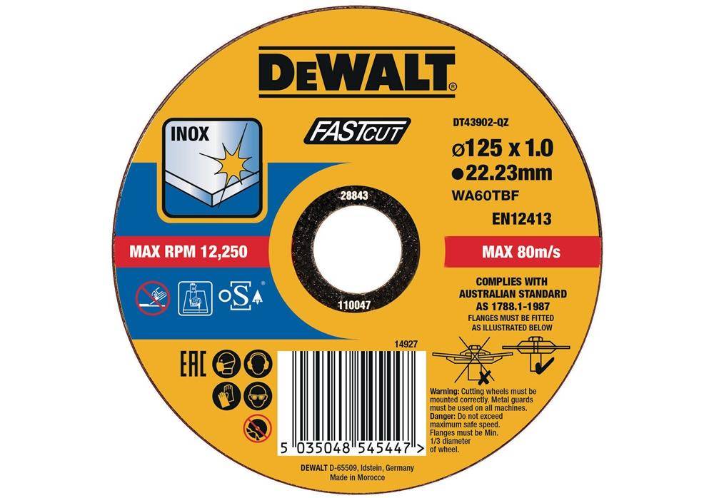 Trennscheibe DT43902 EXTREME Abm.125x1x22,23mm Inox Typ 41 (flach) DEWALT-0
