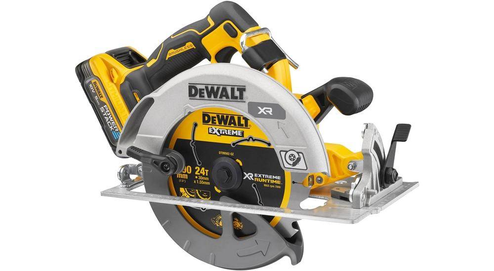 DeWalt Akku-Handkreissäge 18 V (bürstenlos), incl. 2x Akku 5 Ah, Schnellladegerät, Zubehör, TSTAK-Box-0