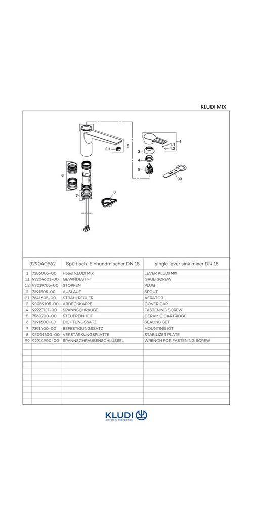 KLUDI 329040562 Spültisch-Einhandmischer KLUDI MIX DN 15 chrom chrom-2