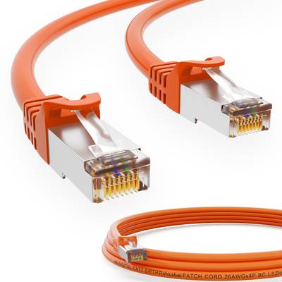 hb-digital LAN Kabel 50m Netzwerk Patchkabel Cat 7 RJ45 S/FTP PiMF LSZH AWG 26 halogenfrei orange
