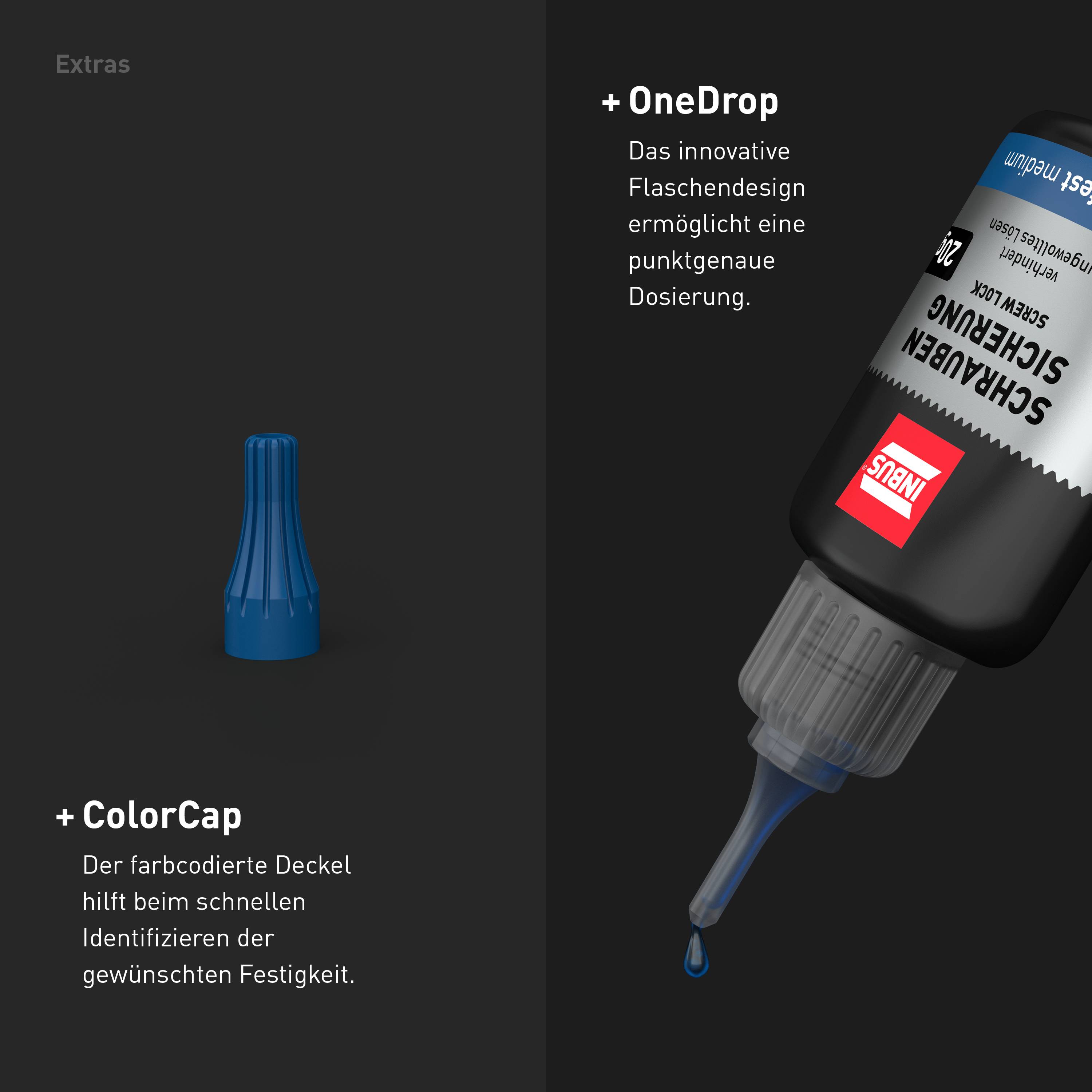 INBUS® Schraubensicherung Festigkeit: mittel 20g - mit OneDrop - Made in Germany-2