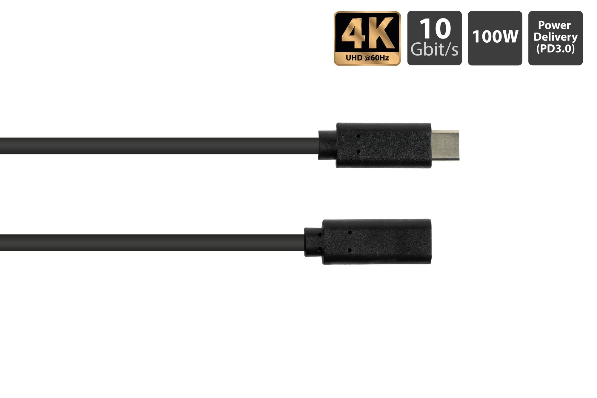Verlängerungskabel USB 3.2 Gen.2 , USB-C™ Stecker an USB-C™ Buchse, CU, schwarz, 0,5m, Good Connections®-1