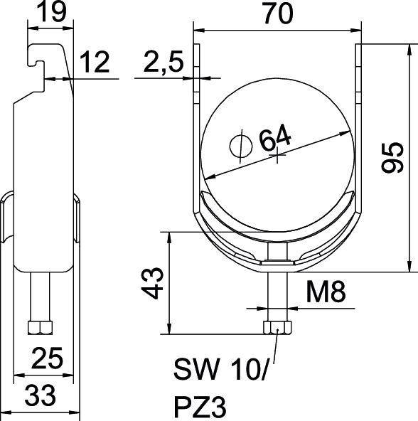 25 Stk. OBO Bettermann Bügelschelle BS-U1-M-64 A-1