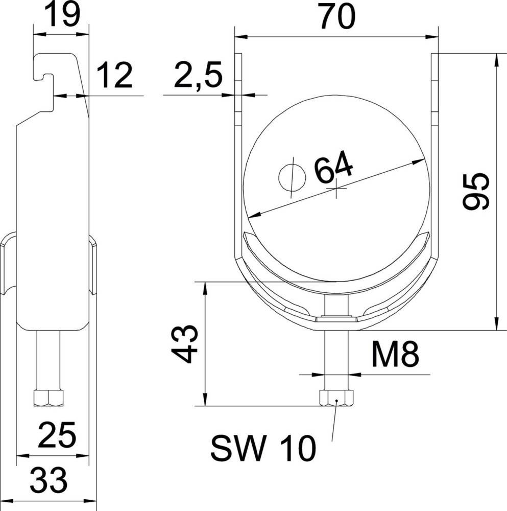 25 Stk. OBO Bettermann Bügelschelle BS-U1-M-64 A-2