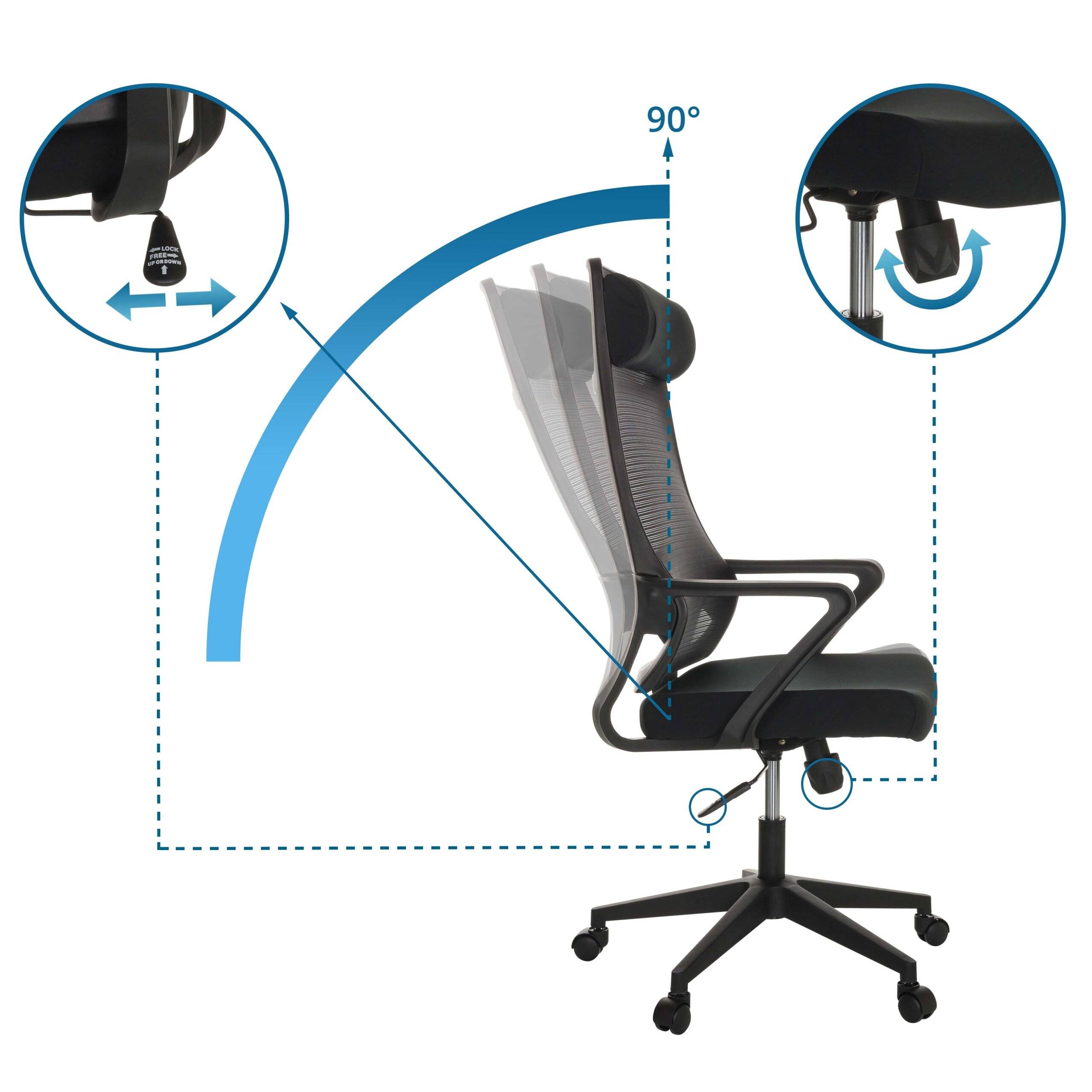 Bürostuhl Drehstuhl NEKEO Netzstoff Stoff schwarz hjh OFFICE-2