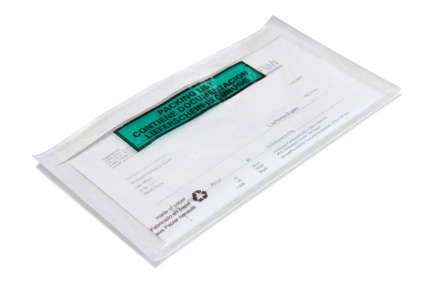 Dokumententaschen Maße 240x130mm weiß DIN-Lang Pergaminpapier TRANSPAK-2