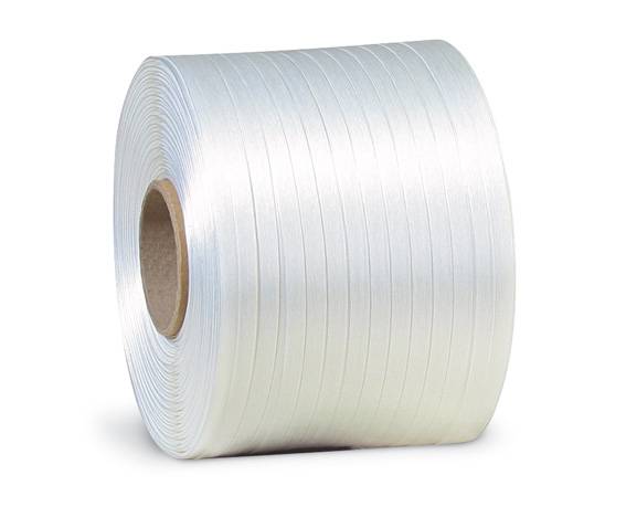Polyester-Ballenpressenband, 9 mm breit x 500 lfm, weiß, Reißfestigkeit 280 kp-0