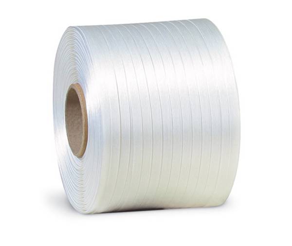 Polyester-Ballenpressenband, 9 mm breit x 500 lfm, weiß, Reißfestigkeit 280 kp