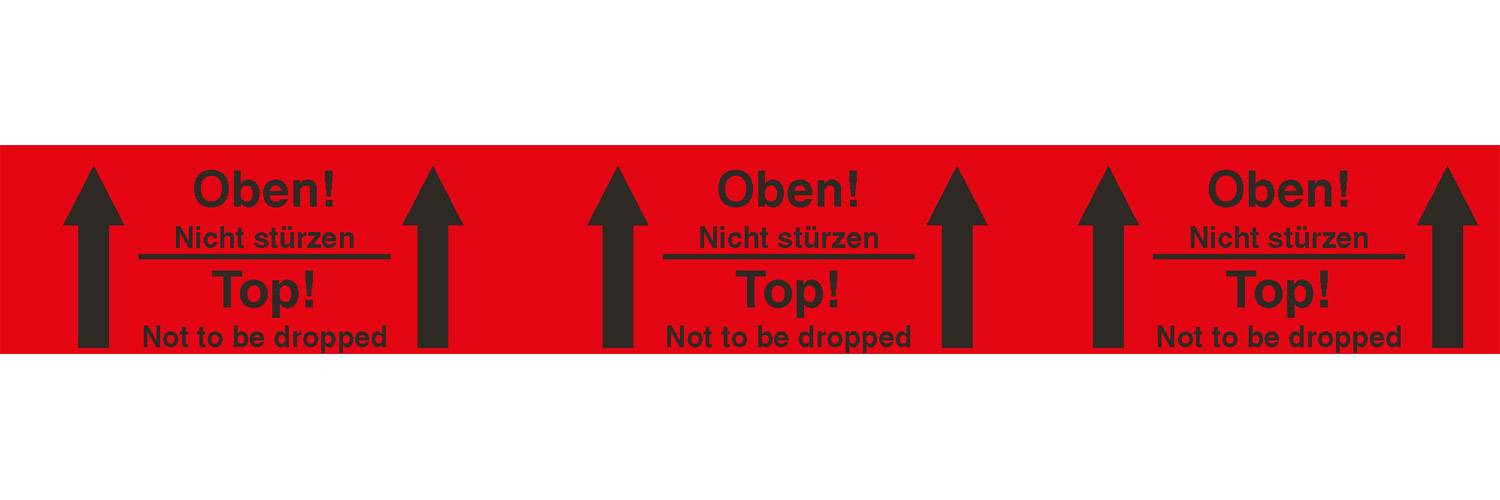 Warn-Klebebänder, 50 mm breit x 66 lfm, mit Aufdruck "Oben"-0