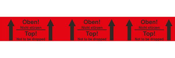 Warn-Klebebänder, 50 mm breit x 66 lfm, mit Aufdruck "Oben"