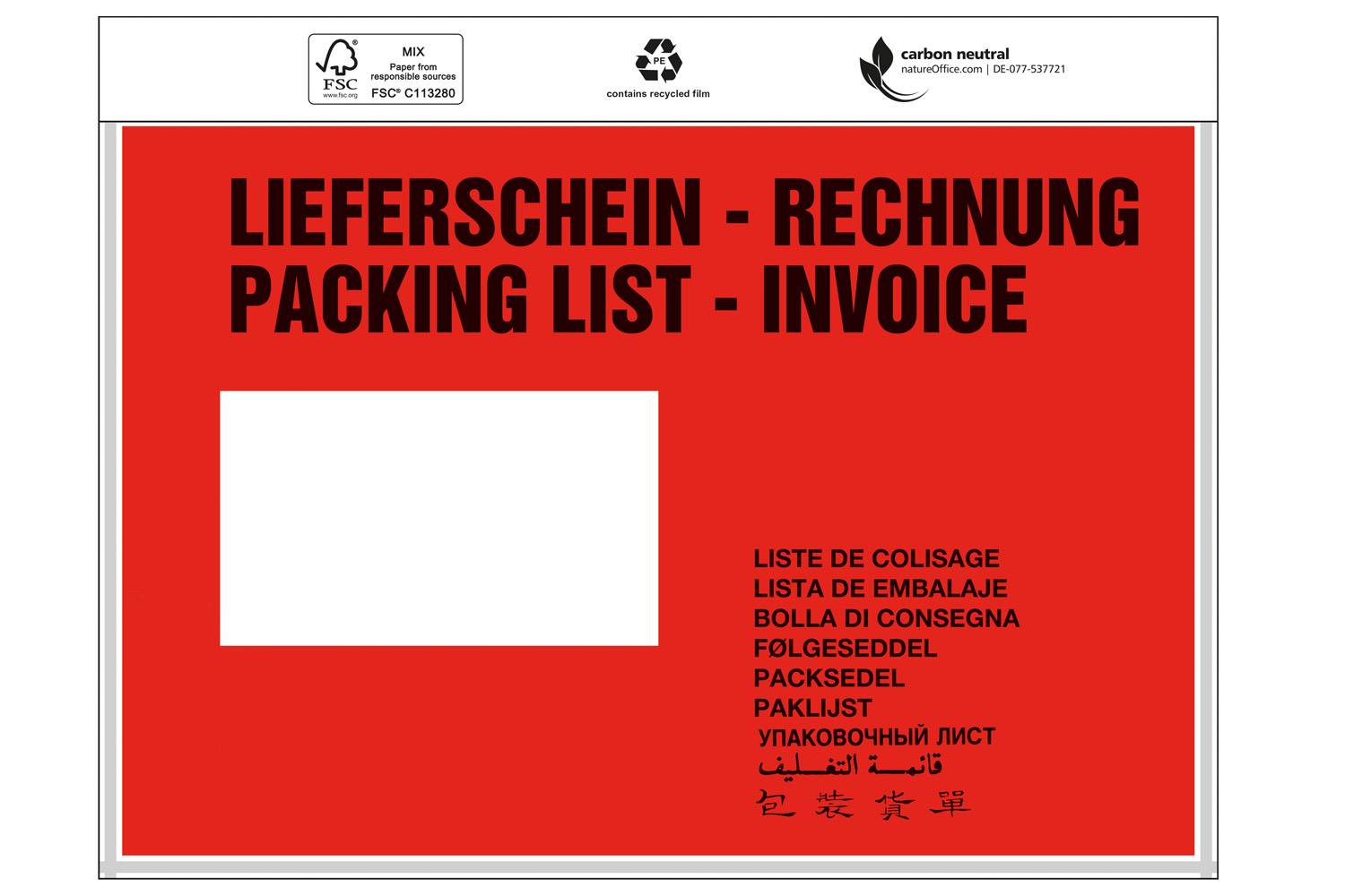 Dokumententaschen Standard Maße 240x160mm C5 m.Druck Liefersch./Rechg. TRANSPAK-0