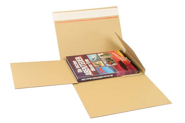 Buchverpackung Drehfix,315 x 230 x 10 - 100mm, braun mit Selbstklebeverschluss