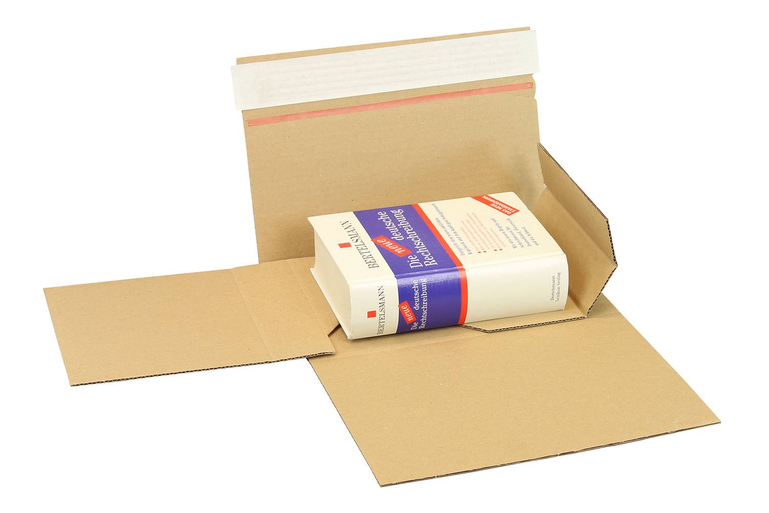 Buchverpackung Drehfix, 220 x 160 x 10 - 50mm, braun, mit Selbstklebeverschluss-0