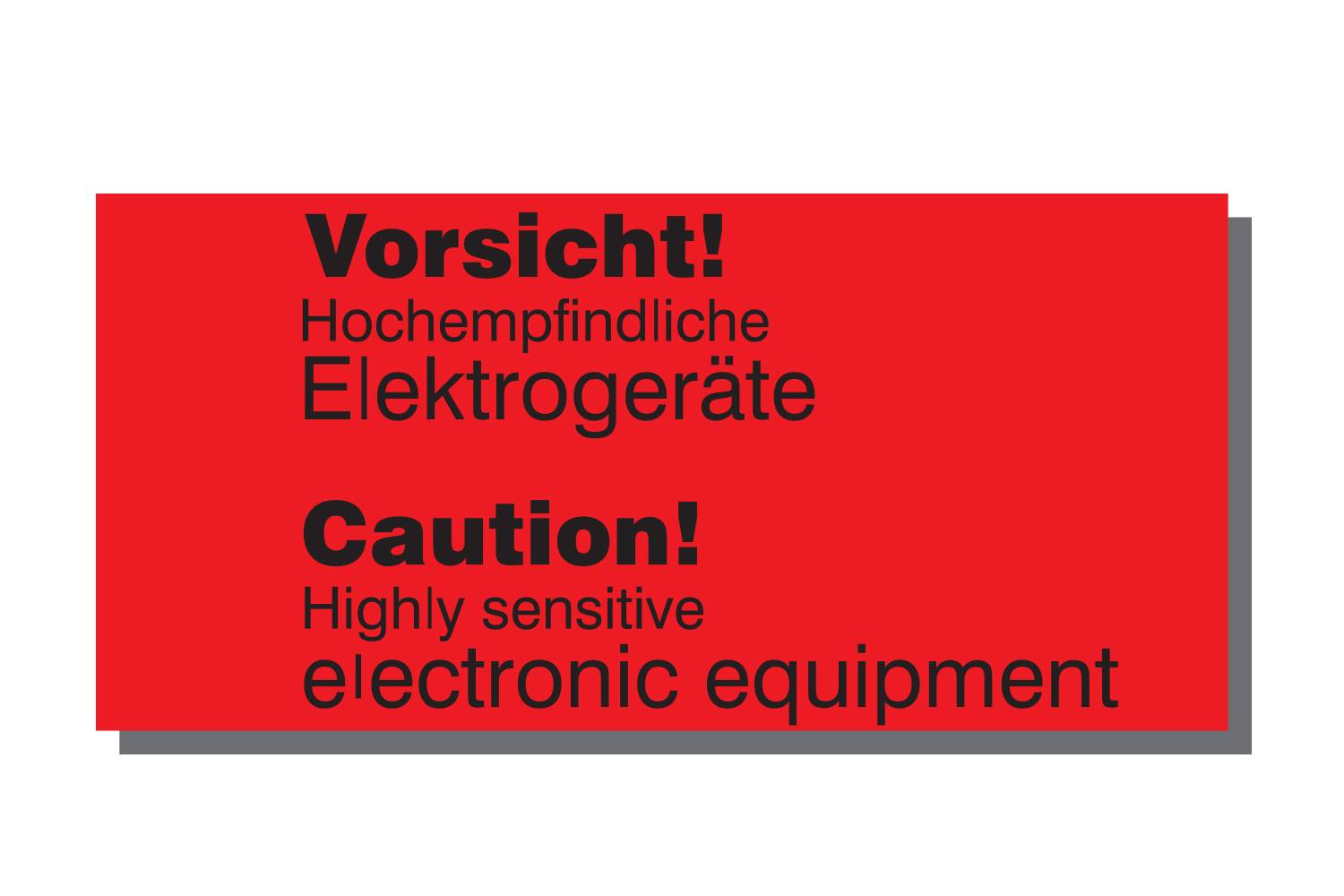 Warnetiketten, 145 x 70 mm, aus Papier, "Sensitive electronic equipment"-0
