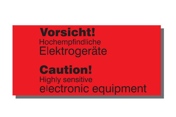 Warnetiketten, 145 x 70 mm, aus Papier, "Sensitive electronic equipment"